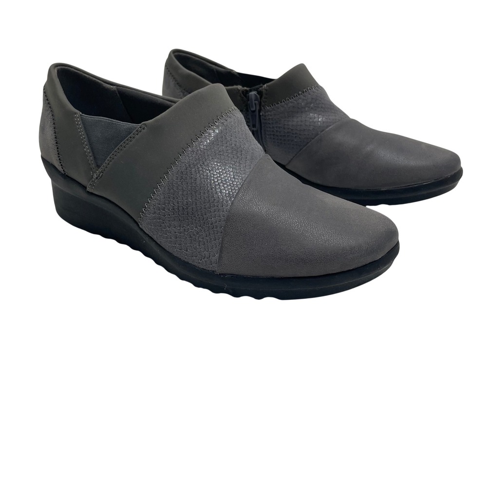 Clarks Cloudsteppers Sillian 2.0 Pace Grey Wedge Ankle Boots‎ Womens Size 8.5